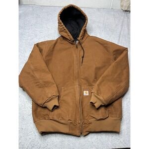 Carhartt Womens WJ130 BRN  Brown Duck Canvas Hooded  XL vintage Y2K chore coat